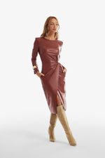 Vestido de Couro Legítimo Gutta Mogno