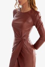 Vestido de Couro Legítimo Gutta Mogno