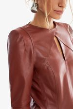 Blusa de Couro Legítimo Brooke Mogno