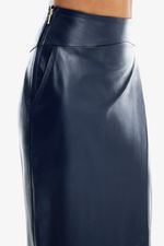Saia de Couro Legítimo Mitry Navy Noir