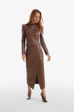 Blusa de Couro Legítimo Kim Cappuccino