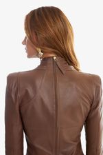 Blusa de Couro Legítimo Kim Cappuccino