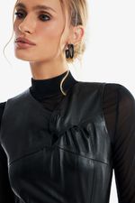 Regata de Couro Legítimo Gadot Preto