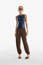 Regata de Couro Legítimo Gadot Navy Noir