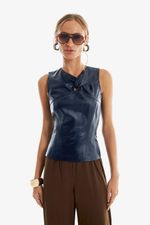 Regata de Couro Legítimo Gadot Navy Noir