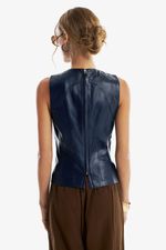 Regata de Couro Legítimo Gadot Navy Noir
