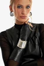 Luva de Couro Fingerless Preto