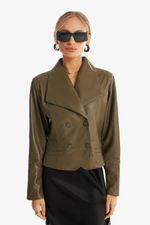 Blazer de Couro Legítimo Carola Olive