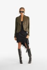 Blazer de Couro Legítimo Carola Olive