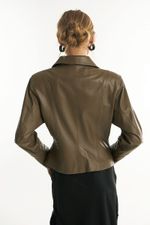 Blazer de Couro Legítimo Carola Olive