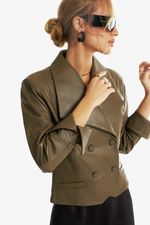 Blazer de Couro Legítimo Carola Olive