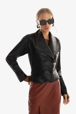 Blazer de Couro Legítimo Carola Preto
