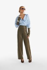 Calça de Couro Legítimo Wendy Olive