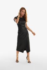 Vestido de Couro Legítimo Celina Preto