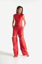 Calça de Couro Legítimo FIG+GC Vermelho