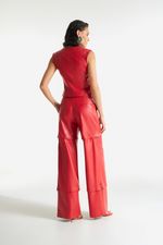 Calça de Couro Legítimo FIG+GC Vermelho