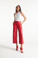 Calça de Couro Legítimo FIG+GC Vermelho