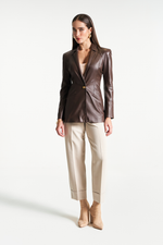 Blazer de Couro Legítimo Kimmy Ebano