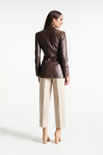 Blazer de Couro Legítimo Kimmy Ebano