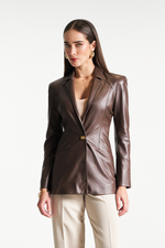 Blazer de Couro Legítimo Kimmy Ebano