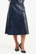 Saia de Couro Legítimo Malina Navy Noir