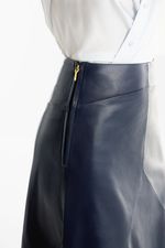 Saia de Couro Legítimo Malina Navy Noir