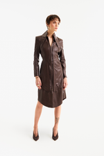 Vestido de Couro Legítimo Gaia Ébano
