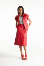 Saia Longa de Couro Legítimo FIG+GC Vermelho