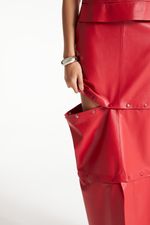Saia Longa de Couro Legítimo FIG+GC Vermelho