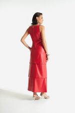 Saia Longa de Couro Legítimo FIG+GC Vermelho