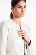 Jaqueta de Couro Legítimo Harper Off White