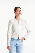 Jaqueta de Couro Legítimo Harper Off White