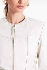 Jaqueta de Couro Legítimo Harper Off White