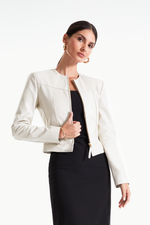 Jaqueta de Couro Legítimo Harper Off White