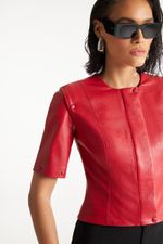 Jaqueta de Couro Legítimo FIG+GC Vermelho