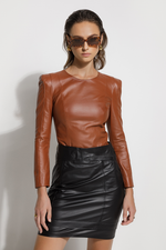 Blusa de Couro Legítimo Suzi Âmbar