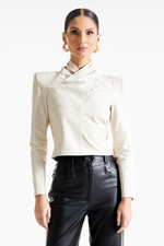 Blusa de Couro Legítimo Kim Off White