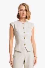 Blusa de Couro Legítimo Yoko Off White