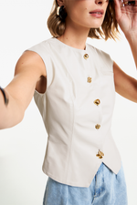 Blusa de Couro Legítimo Yoko Off White