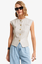 Blusa de Couro Legítimo Yoko Off White