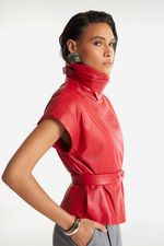Blusa de Couro Legítimo FIG+GC Vermelho