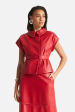 Blusa de Couro Legítimo FIG+GC Vermelho