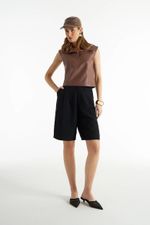 Blusa de Couro Legítimo Grace Cappuccino