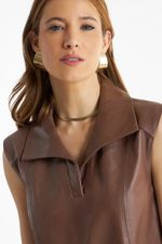 Blusa de Couro Legítimo Grace Cappuccino