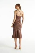 Vestido de Couro Legítimo Holiday Cappucino