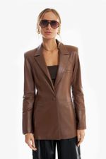 Blazer de Couro Legítimo Aster Cappuccino