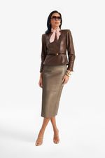 Blusa de Couro Legítimo Donatta Truffle