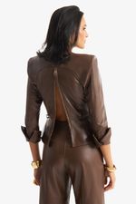 Blusa de Couro Legítimo Donatta Truffle