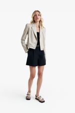 Jaqueta de Couro Legítimo Poppy Off White