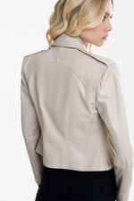 Jaqueta de Couro Legítimo Poppy Off White